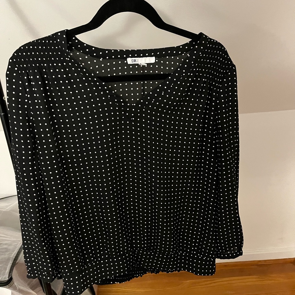 DR2 Black and White Polka Dot Blouse - large